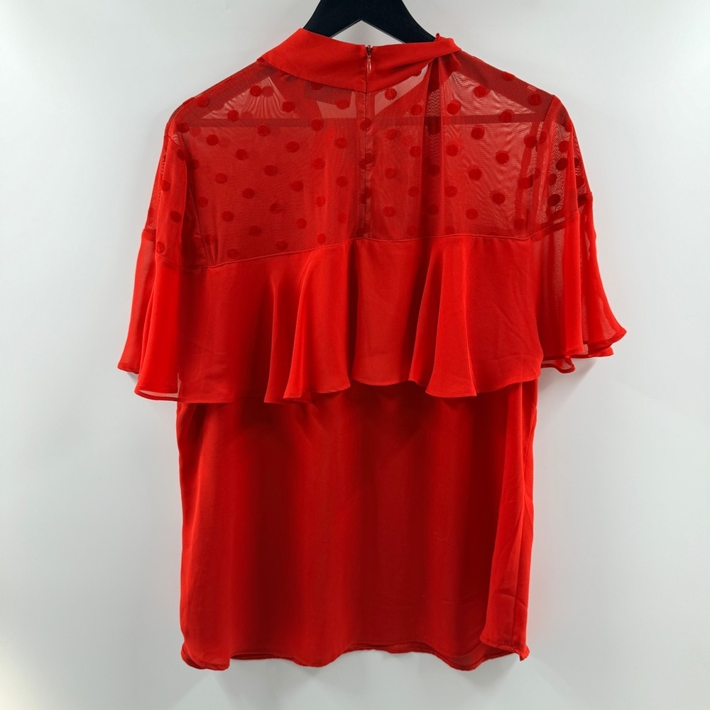 7th Avenue New York & Company Red Sheer Blouse with Tie Neck Size XL - Picture 5 of 6